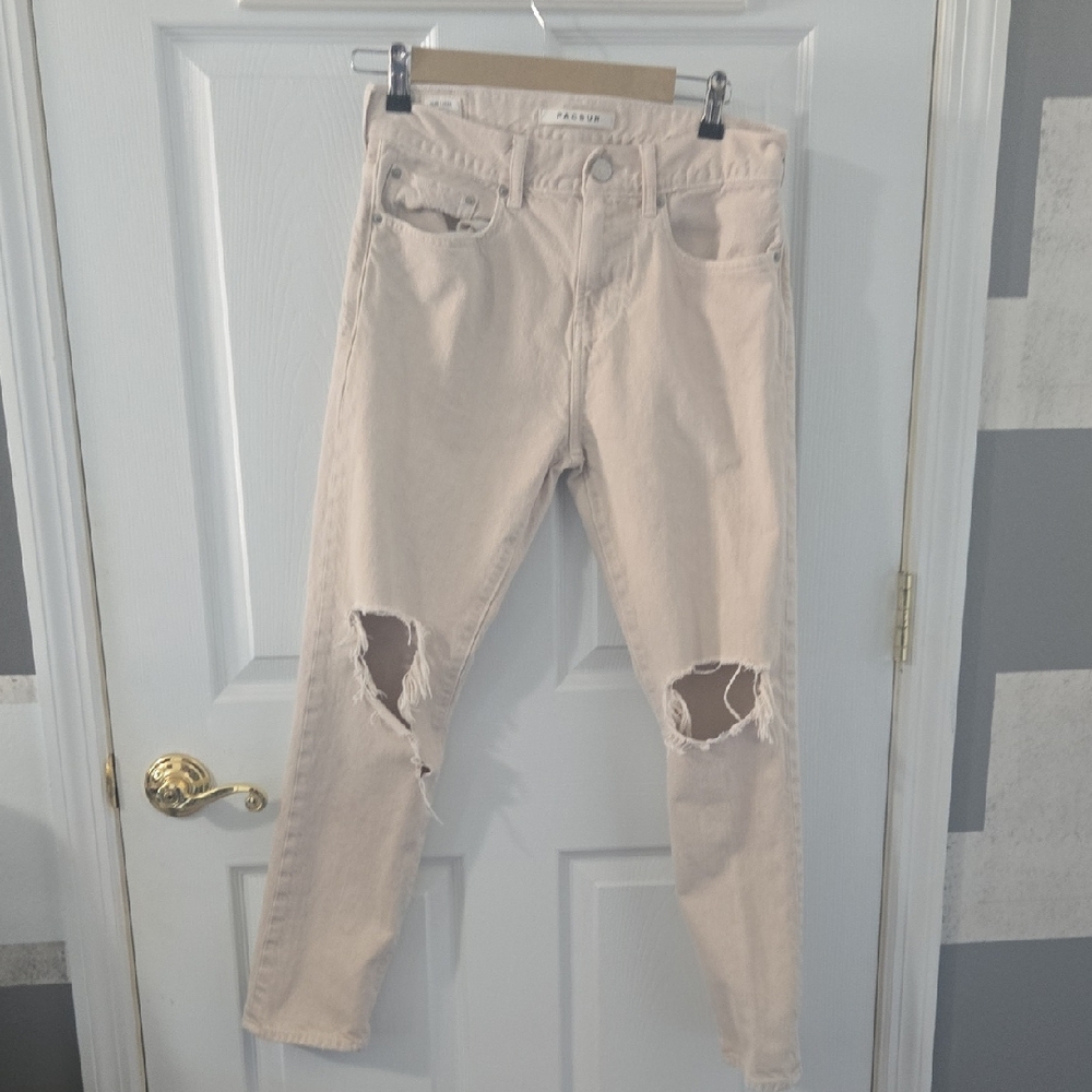 PacSun Light Beige Ripped Slim Jeans